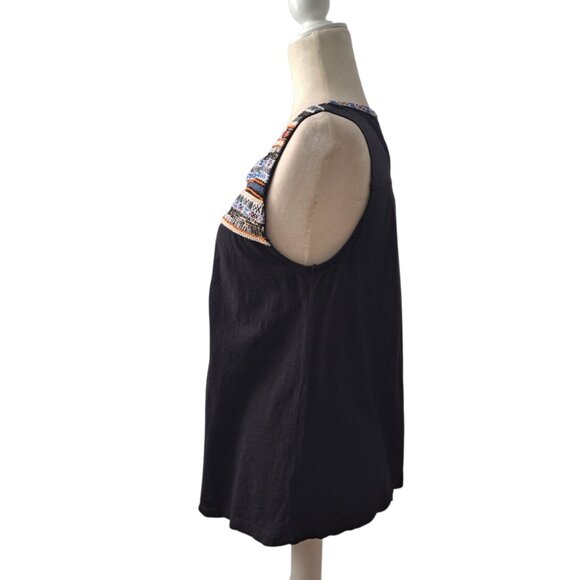 Anthropologie Akemi + Kin Women's Sleeveless Beaded Tribal Black Multi Sz Medium - Picture 2 of 6